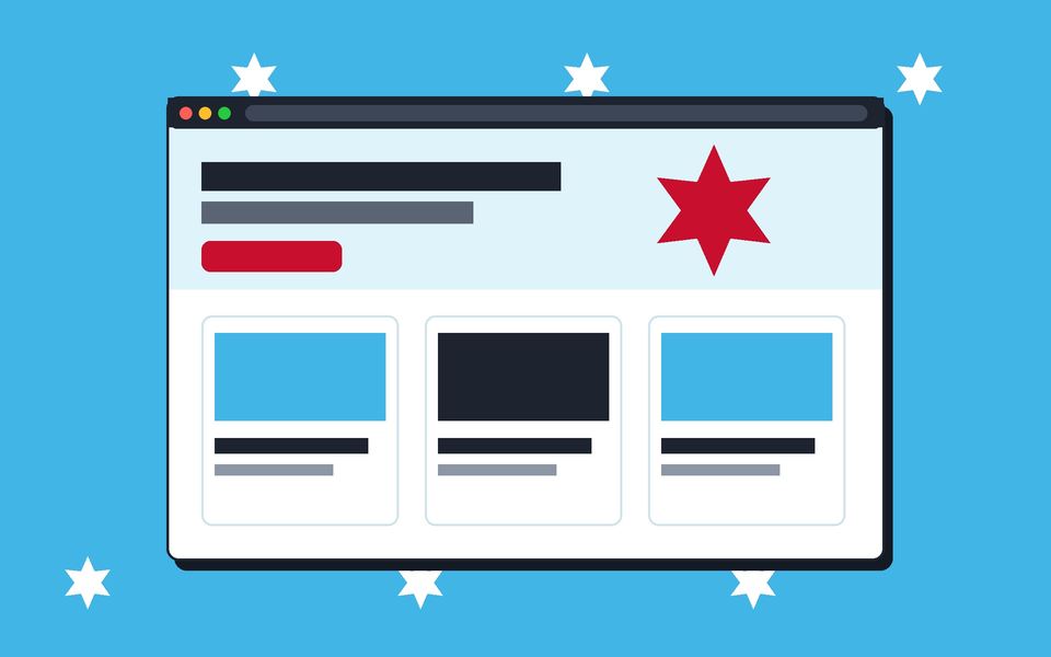 Illustration: a finished WordPress website layout in a browser window